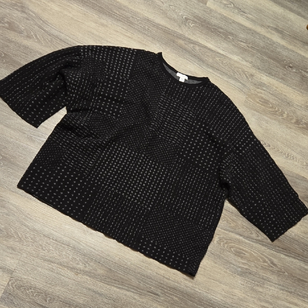 Pure Jill Black/gray Textured Boxy Oversize Sweater Sz Small